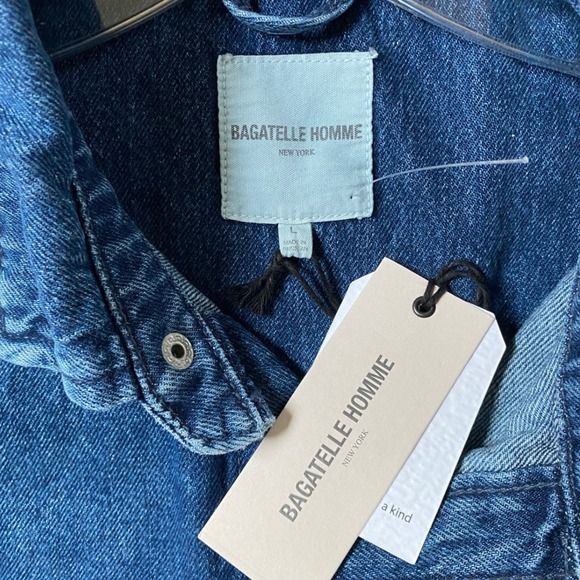 BAGATELLE HOMME Men's Denim Shirt Jacket Blue Button Up Size L NWT - Picture 4 of 11